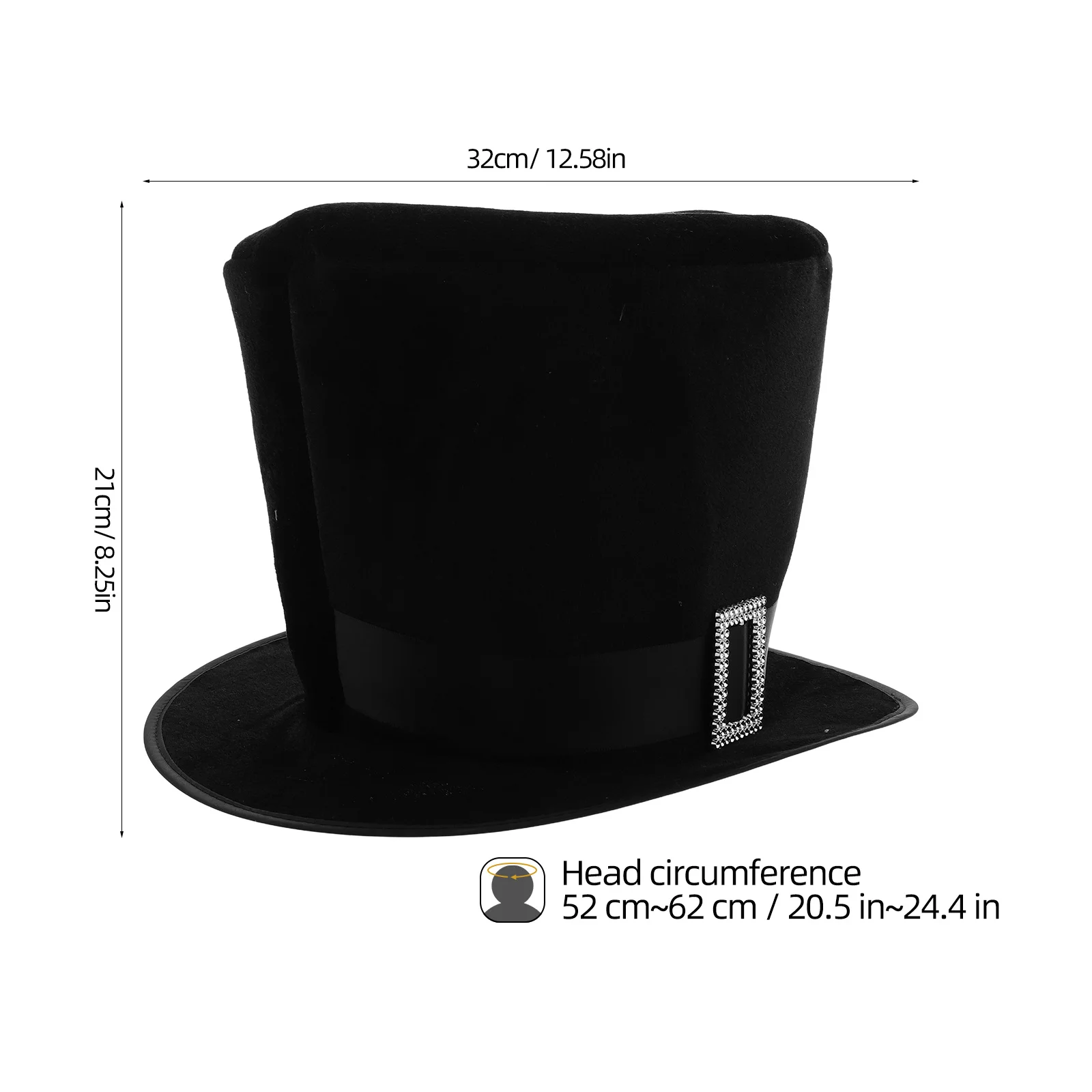 Black Top Hat Buckle Large Size Stylish Formal Costume Stage Performance Dress-Up Party Jazz Cosplay Party Hat view 2