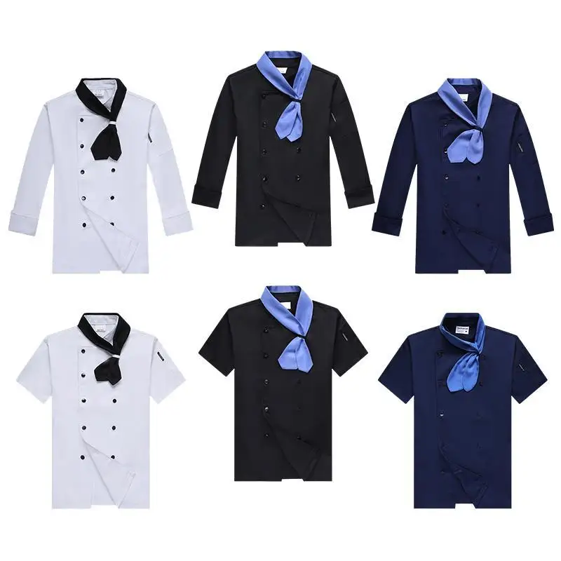 

Men's Chef Uniform Long Workwear Cross-Border Kitchen Apron Durable Chef's Coat for Restaurant And Hotel Industry