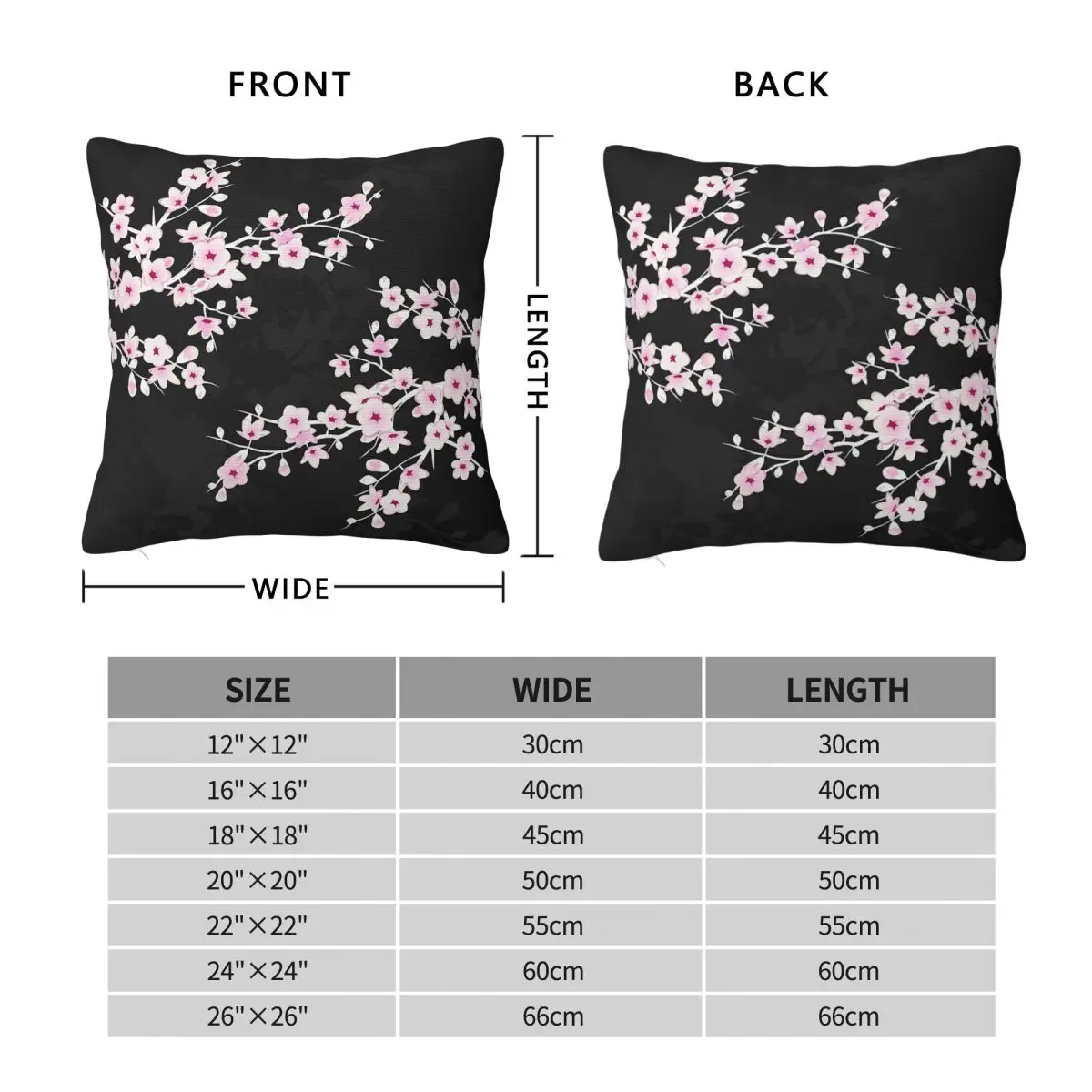 Floral Cherry Blossom Pink Pillowcase Polyester Linen Velvet Printed Zip Decor Throw Pillow Case Home Cushion Cover
