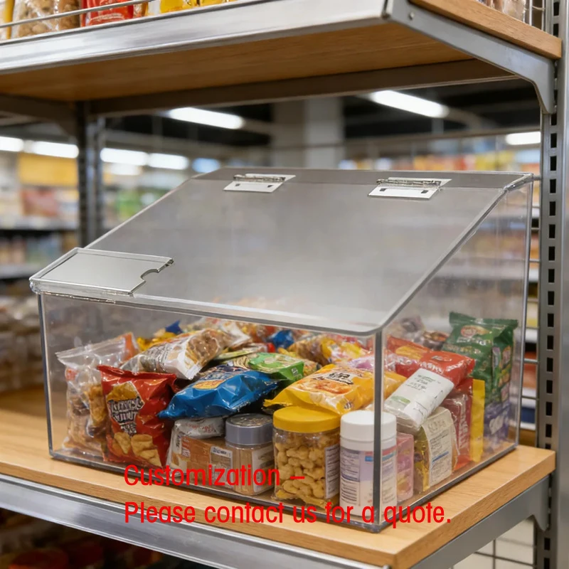 custom.High-transparency Acrylic Bulk Bin Supermarkets, Arranged Orderly to Attract Customers Visually.