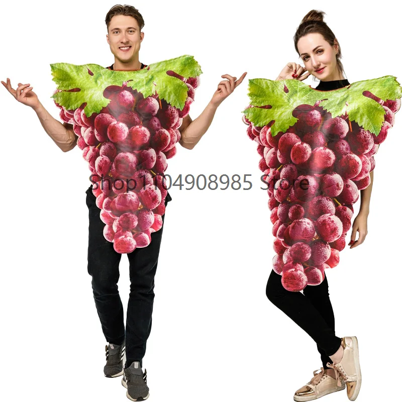 UX1 Funny Couple Model Grape Jumpsuit Halloween Spoof Fruit Performance Costume Stage Play Party Festival Play Costume view 2