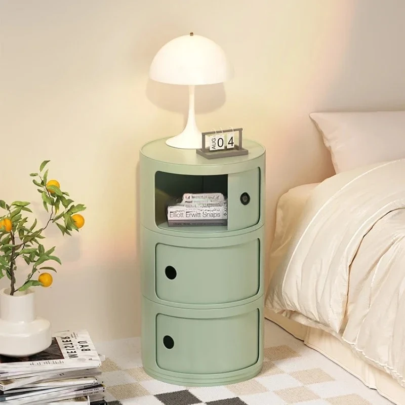 

Combination creative round bedside table mini small plastic storage rack