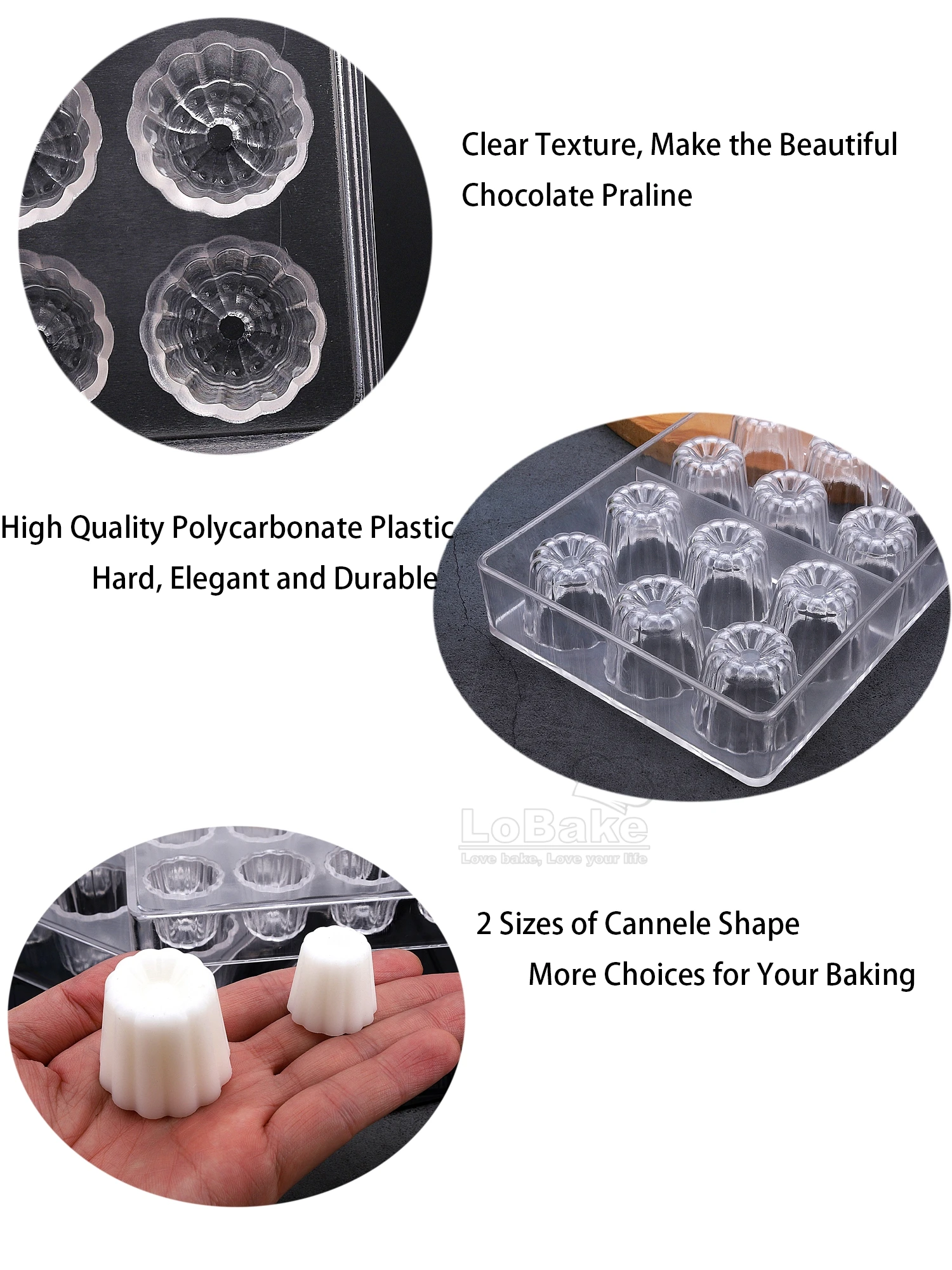 18 32  Cavities Flower Cannele Shape Polycarbonate Chocolate Mold Fluted Round Candy Sugarcraft Making Ice Cube Maker DIY Baking