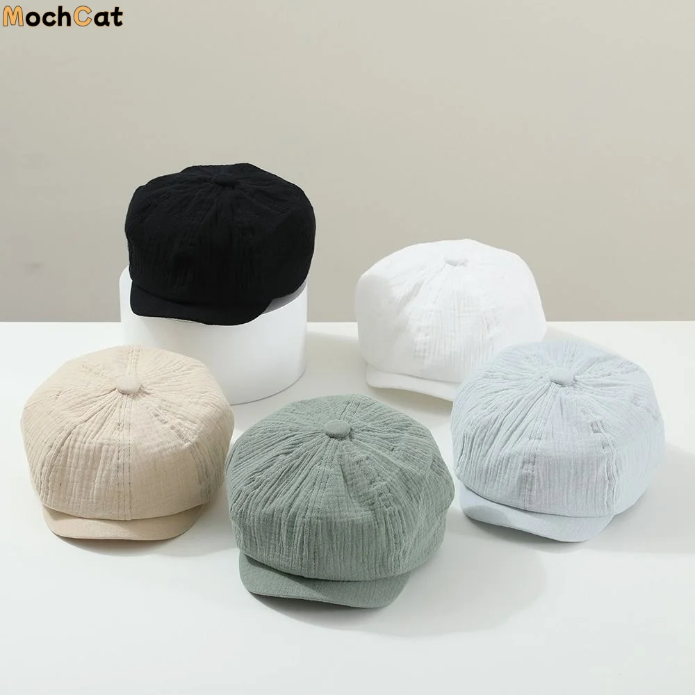 

Модная однотонная детская кепка-газетчица в корейском стиле Харадзюку с козырьком для детей 2-6 лет, уличная, для малышей