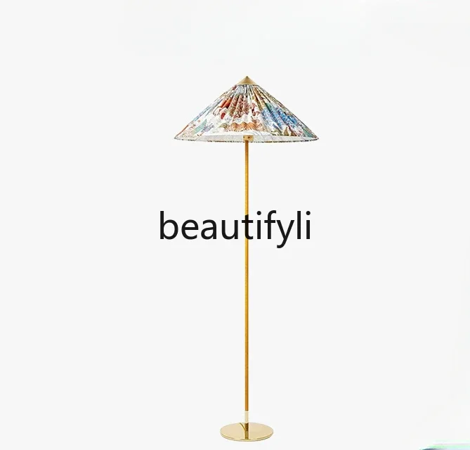 

Full copper living room floor lamp French retro Nanyang style designer high-end vertical lamp