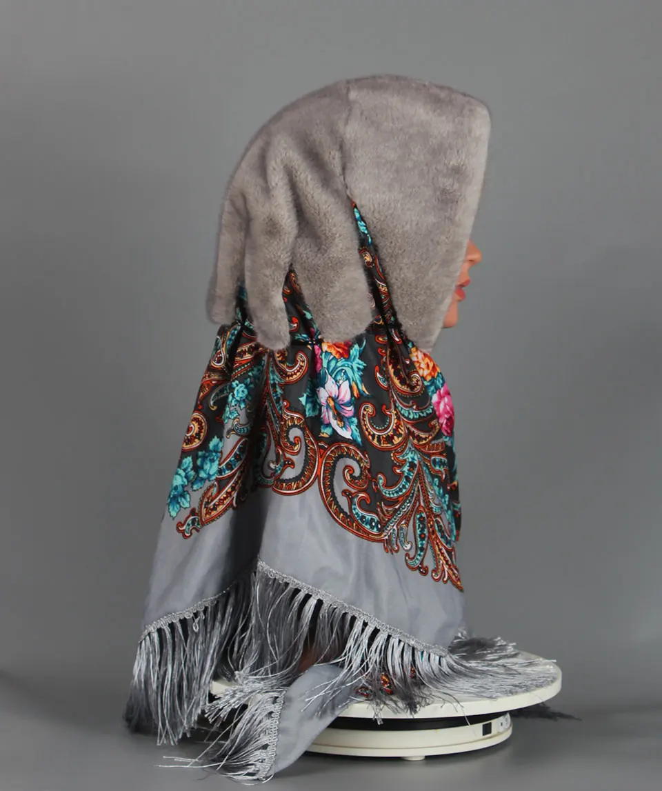 Faux Nerz Pelz Kapuze Hut für Frauen Winter Warm Luxus Full Pelt Faux Nerz Pelz Schal Hut Stilvolle Modische Weibliche Outdoor Headsca – Detail 15