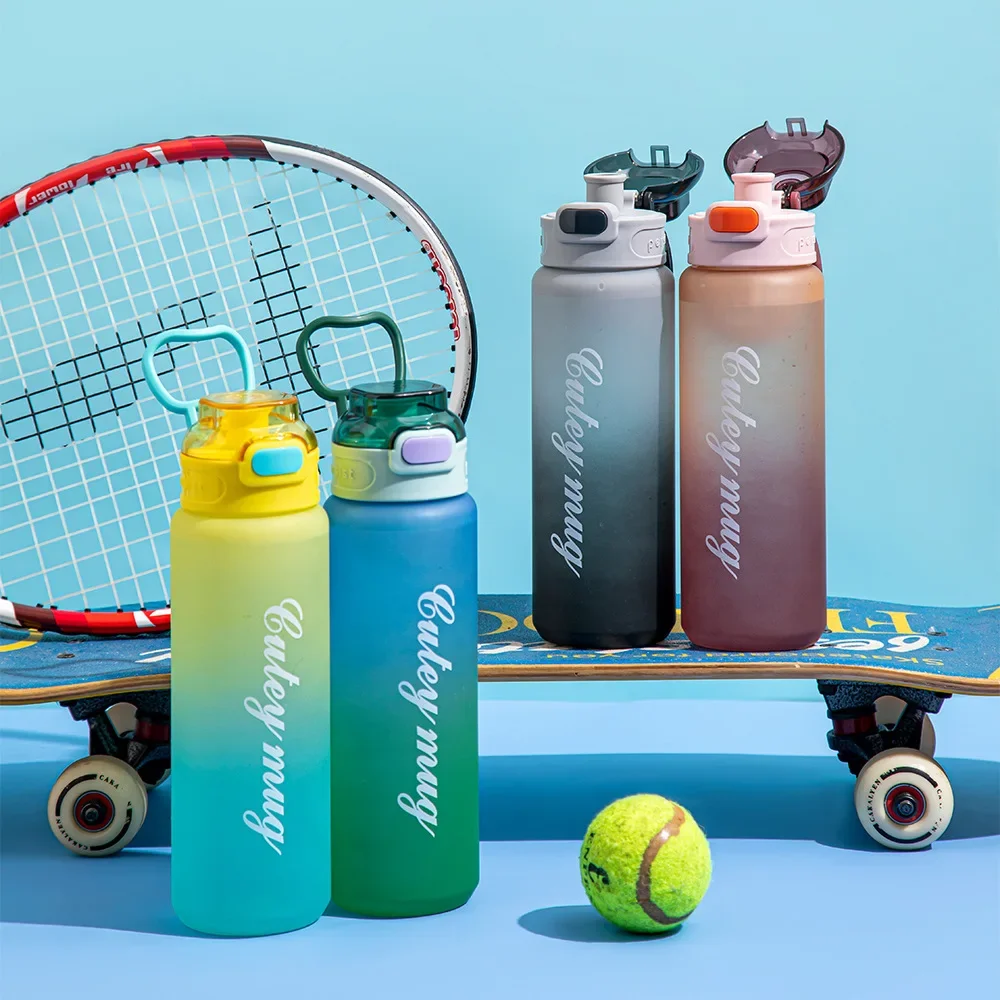 High value gradient frosted water cup outdoor portable direct drink plastic cup portable large capacity sports water