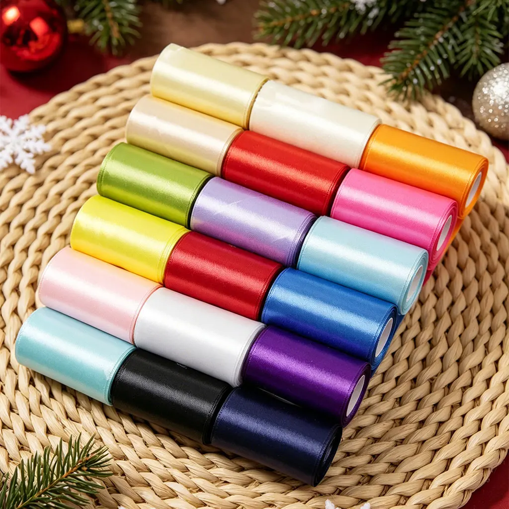 (25 Yards/Rolle) 75mm Einseitiges Satinband Dekorationsband Geschenkband Weihnachtsbänder