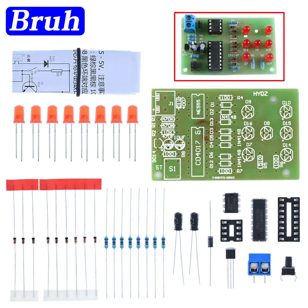 Dadi elettronici NE555 modulo LED CD4017 Kit fai da te 5mm LED rosso 4.5-5V LED dadi parti Fun Breadboard fai da te elettronico