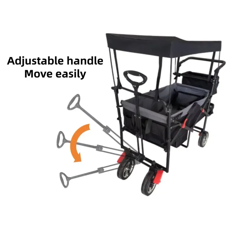 High Quality Customizable Four Wheel Foldable Platform Utility Trolley Wagon 100kg OEM Kids Stroller Shopping Storage