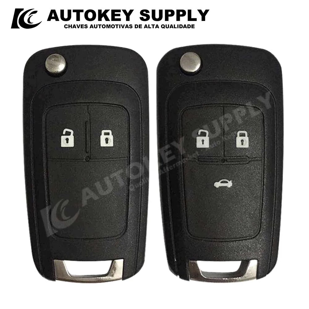 Autokeysupply 2/3 Button Remote Flip Key Shell Blade HU100 with logo For Opel