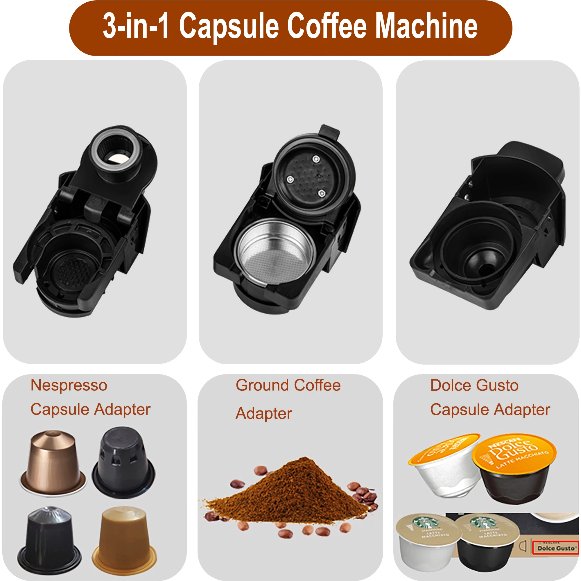 Expresso Coffee Machine Capsule 19 Bar Coffee Maker 3 In1 Multiple Capsule For Dolce Gusto&Nespresso&Powder For Gift Sonifer