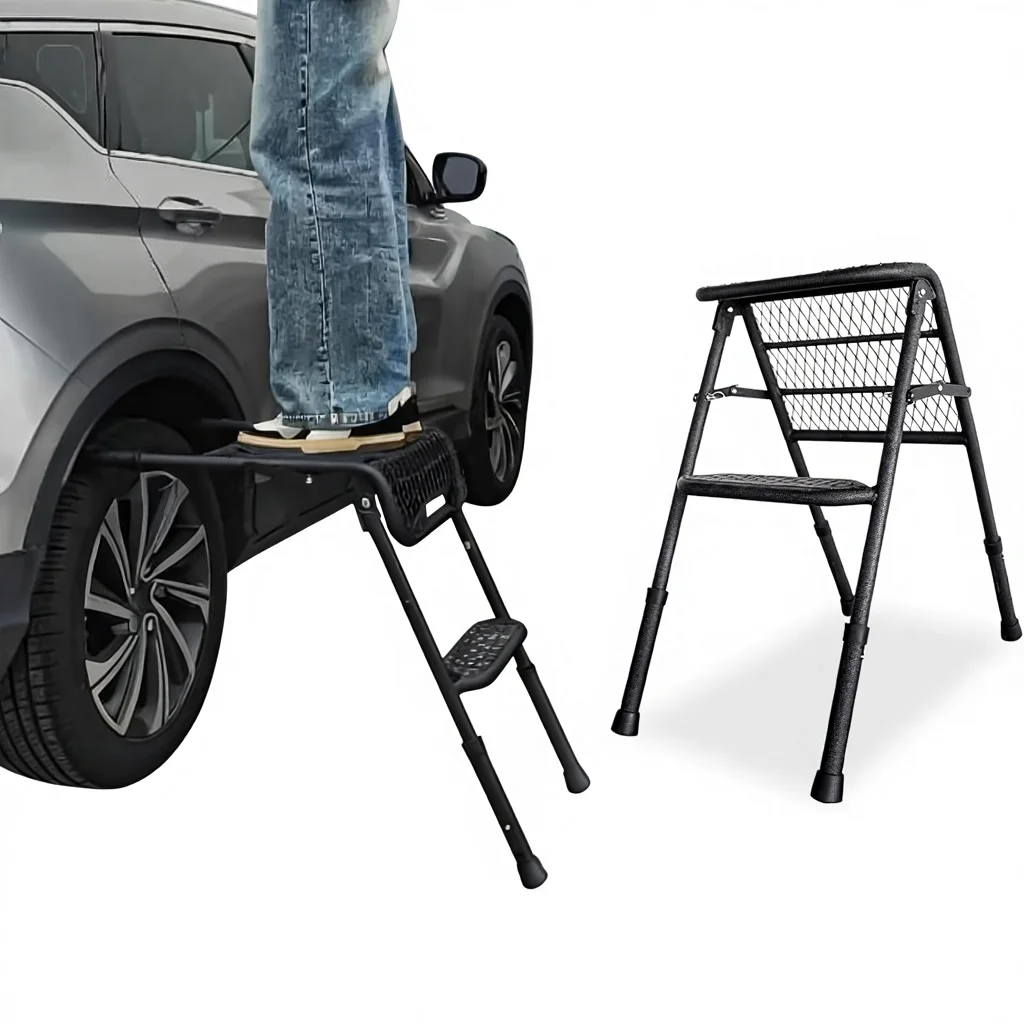 FY Foldable Adjustable Carbon Steel SUV Tire Step, Fits Up To 30 Inch Tires for Tacoma Pickup Truck Accessories