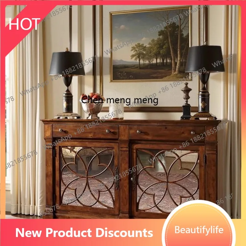 

A38 American rural retro old solid wood decorative cabinets, living room storage cabinets, antique dining side cabinets