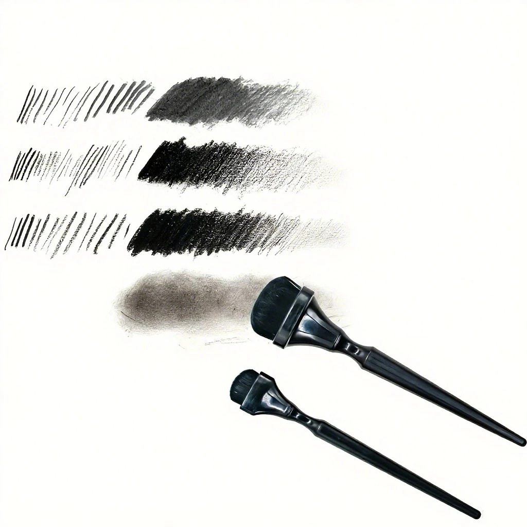 5pcs Black Rendering Brush, Durable Watercolor Paint Brush For Charcoal, Pastel, And Embossing - Ideal For DIY Scrapbooking