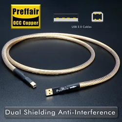 USB 2.0 Extension Cable OCC Copper Type A to Type B Decoder DAC Data Cable High Speed Digital Printer Cable Signal Amplifier