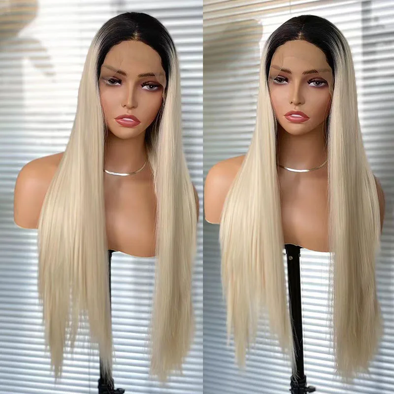 AIMEYA Ombre Green Lace Front Wigs for Women Long Straight Middle Part Wigs 13X4 Lace Wig Halloween Cosplay  Wig Clearance Sale