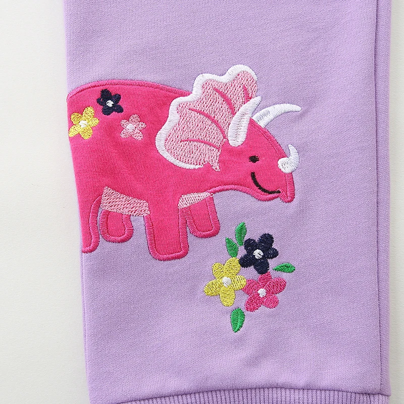 Little maven Baby Girls Casual Pants for Kids Cartoon Dinosaur Little Girls Trousers Autumn Spring Children's Costume Cotton