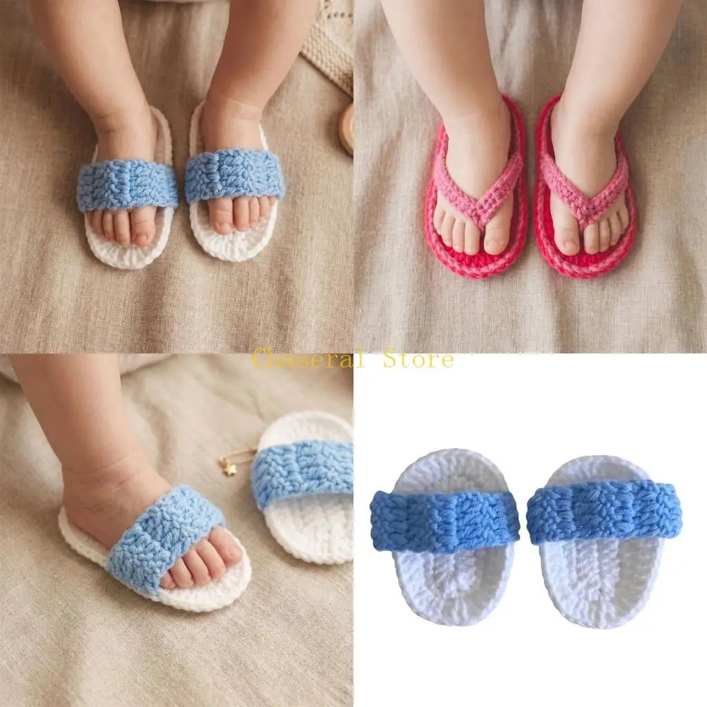 E7CE Home Portrait Baby Slippers, Crochet Prop Pair for Newborn Photos