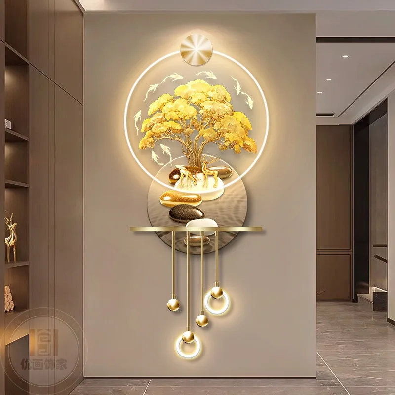 Entry is opposite the door, Fortune Tree, porch decorative painting, new Chinese-style corridor aisle hanging painting