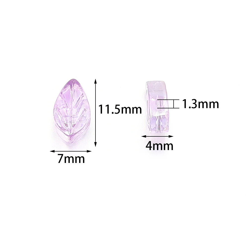 30Pcs/lot 11.5X7mm Glass Beads Leafs Leaves Transparent Colorful Loose Spacer Beads Charms Pendants Czech Glass DIY Accessories