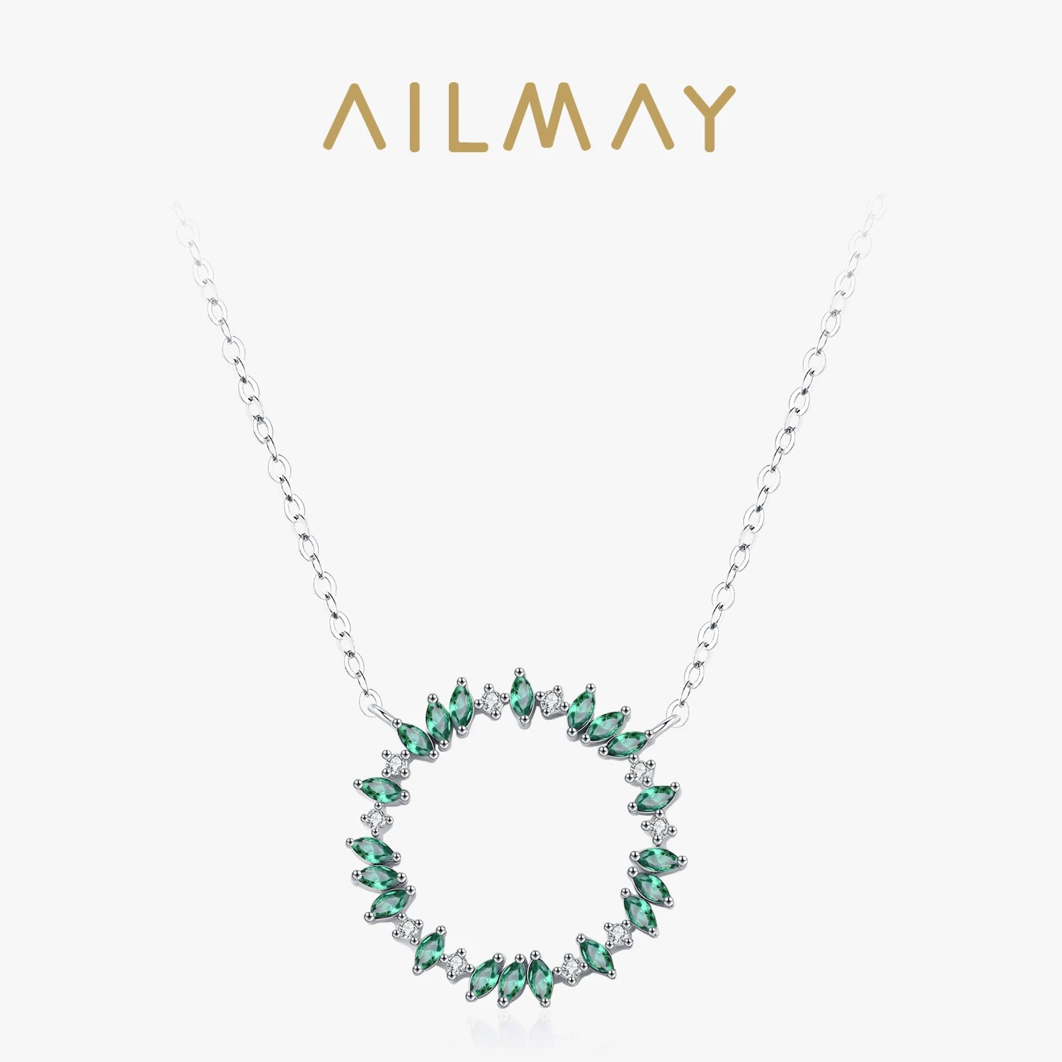 

Ailmay в лесном стиле, белое, зеленое ожерелье-венок с листьями циркона для женщин и девочек, стерлинговое серебро 925 пробы, ювелирное изделие на день рождения, подарок