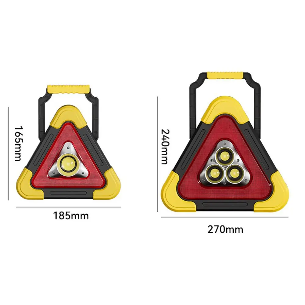Portable 2-IN-1 Warning Light Solar Safety Triangle Warning Sign Roadside Breakdown LED Work Light Car