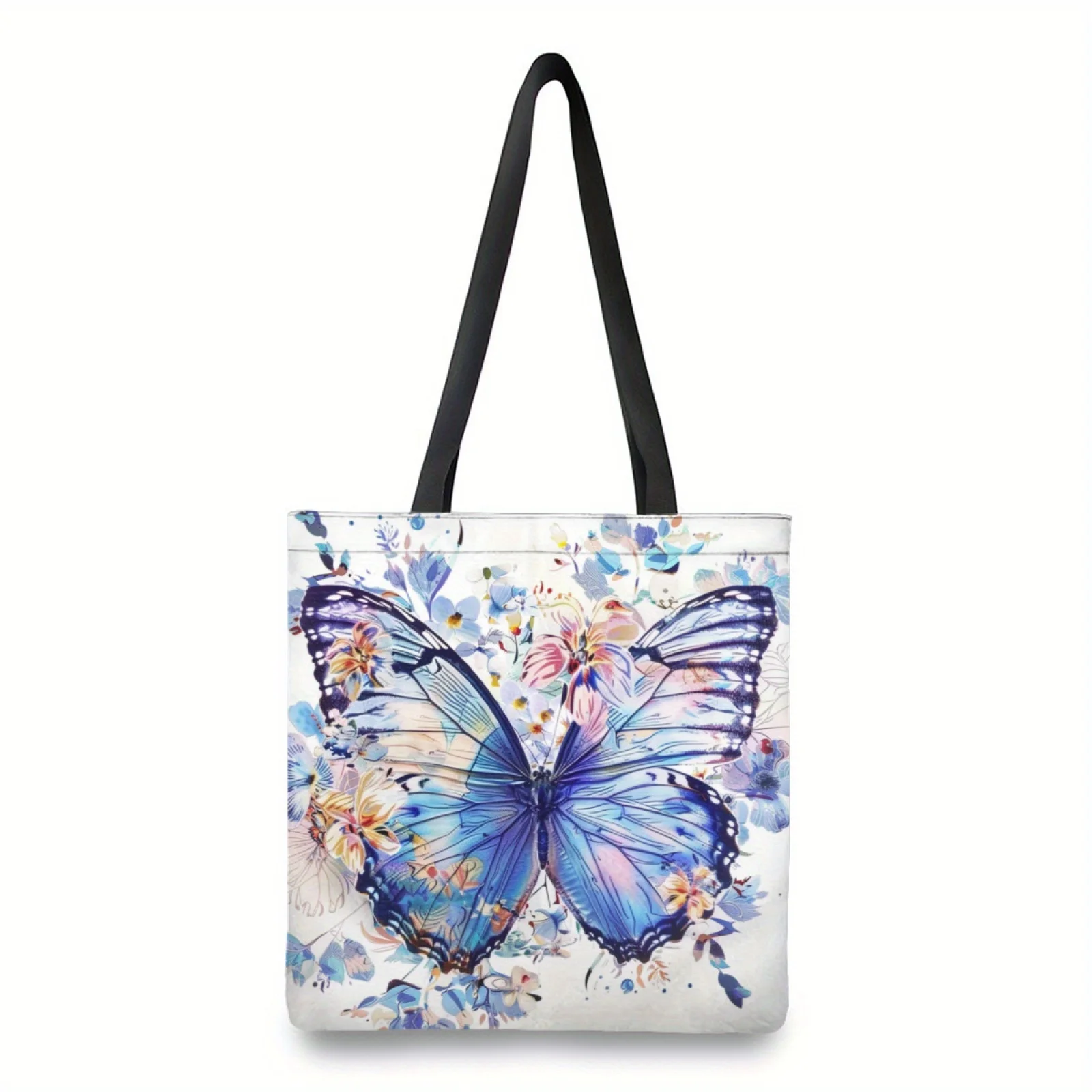 Chic Floral Butterfly Tote Bag Large Reusable & Versatile Shoulder Handbag for Women  Perfect for Shopping, Travel & Beach