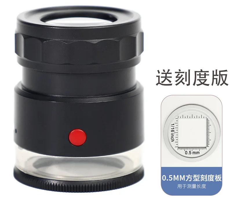 10X HD USB Recharge Cylinder Magnifier With Light Measuring Ruler For Coin Textile Screen Printing Inspection