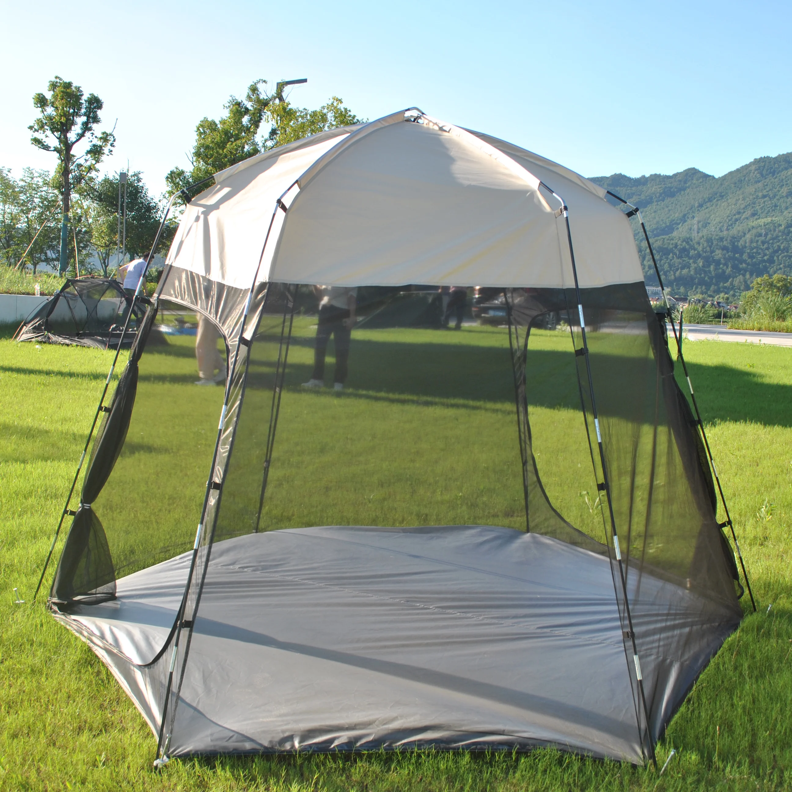 

8 Person Screen House Room Gazebo,Screened Canopy Tent with Mosquito Netting mesh,Breeze Mesh Tent,Hexagon tent with tent bottom