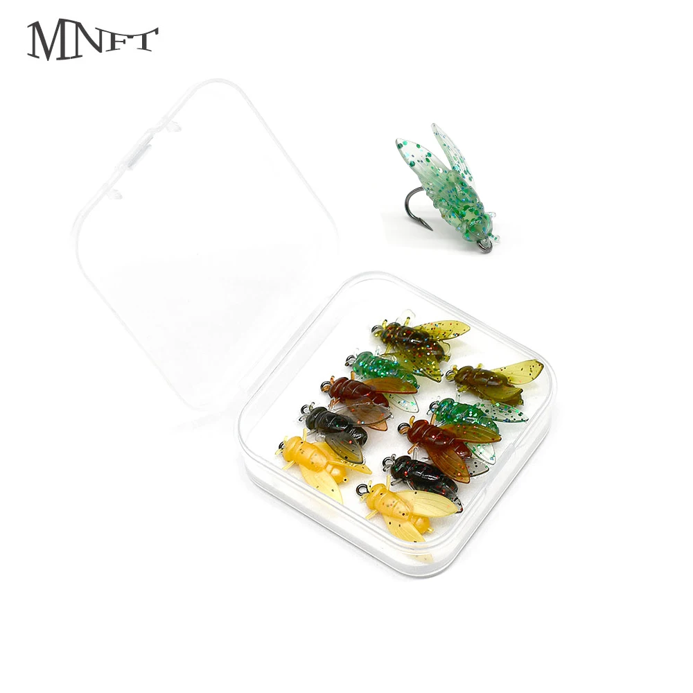 MNFT 10Pcs Bionic Fly Fishing Soft Bait With Sharp Hooks Fish Attractant Fishing Gear for Salmon Trout Sea Bass Salmon Etc Lure