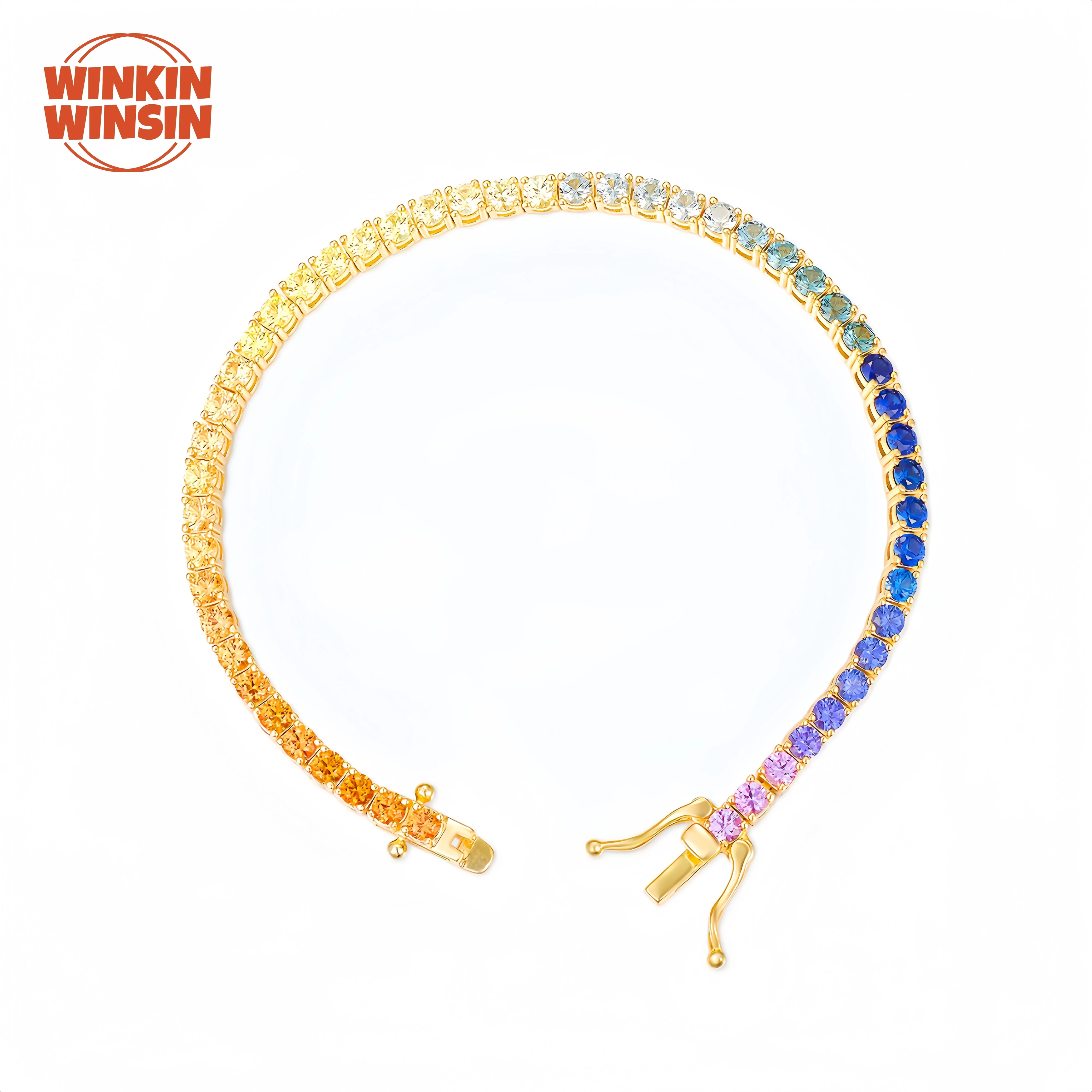 

Winkin Winsin 925 Sterling Silver GRA Certificate Diamond Cultivate Gemstone Gradient Color Women Tennis Bracelet Jewelry