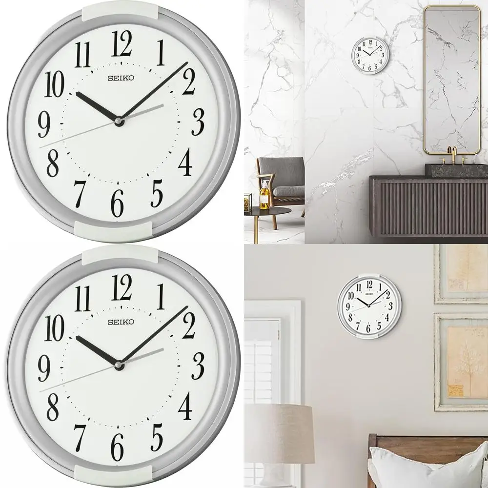 

12 Silver Dual-Tone Frame Silent Wall Clock