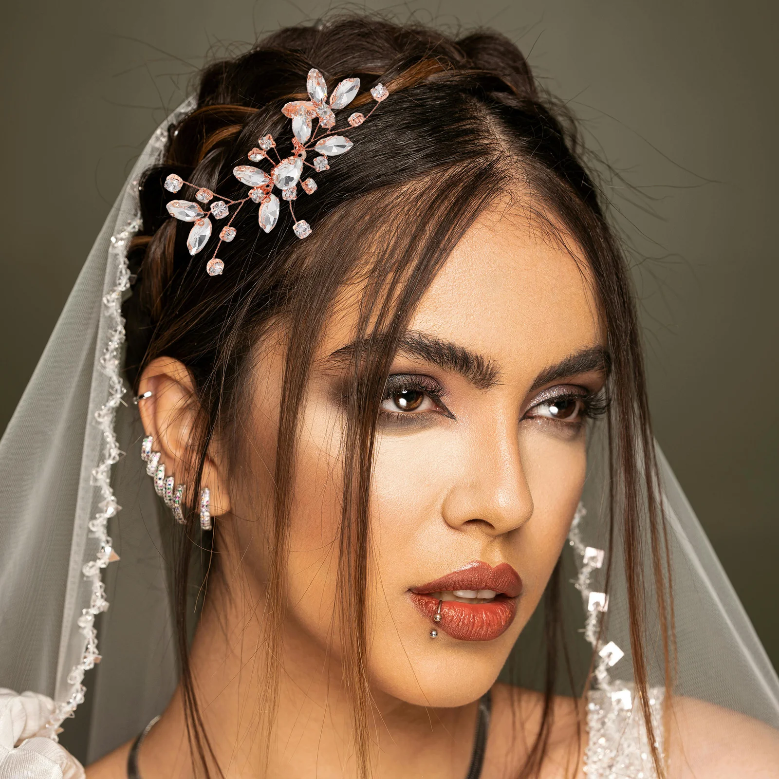 

Bridal Wedding Hair Comb Lightweight Beautiful Rose Gold Side Combs for Women Decorative Accessories Enhance Glamour Stay Secure