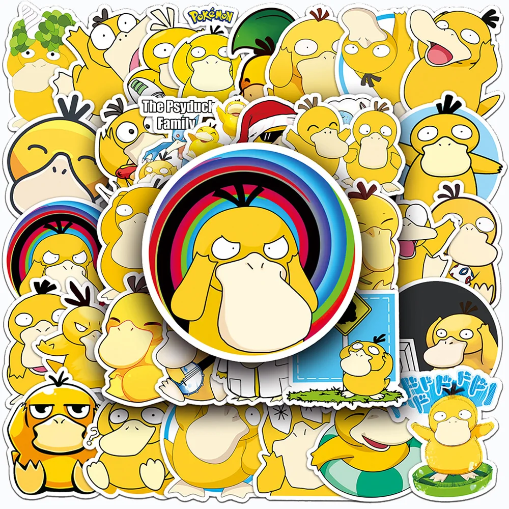 10/30/50PCS Funny Cartoon Psyduck Stickers Classic Anime Pokemon Graffiti Sticker DIY Skateboard Diary Car Cute Waterproof Decal