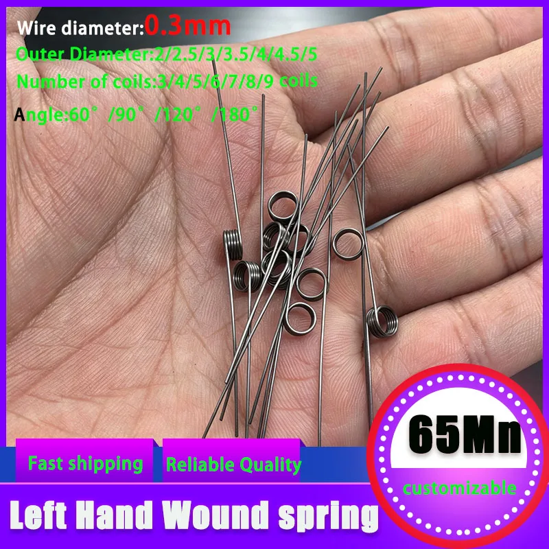 Mini V Arm Left Wound Steel Twist Spring 20Pcs, 0.3mm Wire Gauge, Reset Angle Clips for Mechanical Hardware