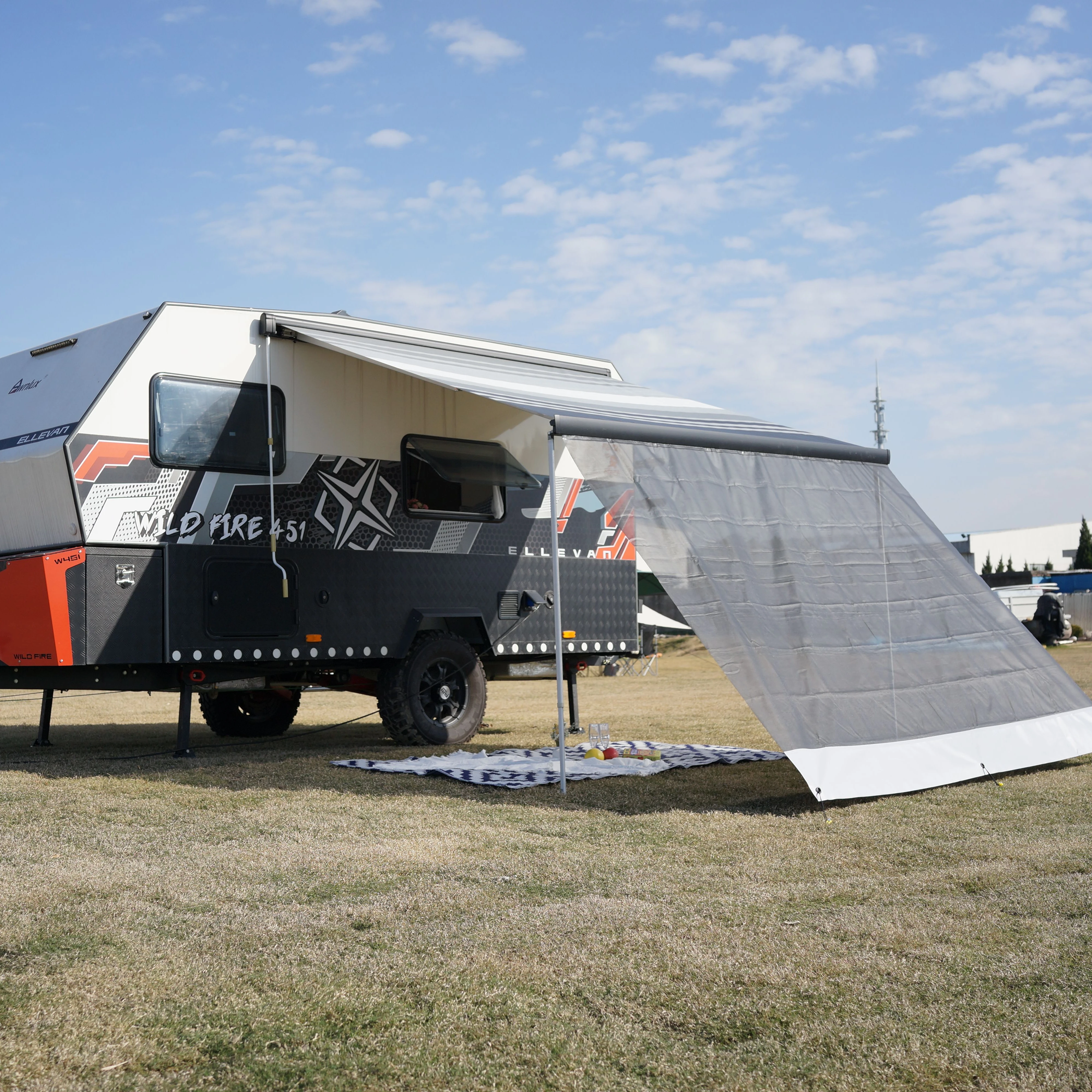 

RV Caravan Awning Sunshade Privcy Screen for Camping Trailer UV SUNBLOCKER