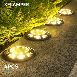 Luzes LED Solar terra, impermeável, ao ar livre, jardim, quintal, caminho, gramado, deck, pátio, lâmpada de disco passo, IP65