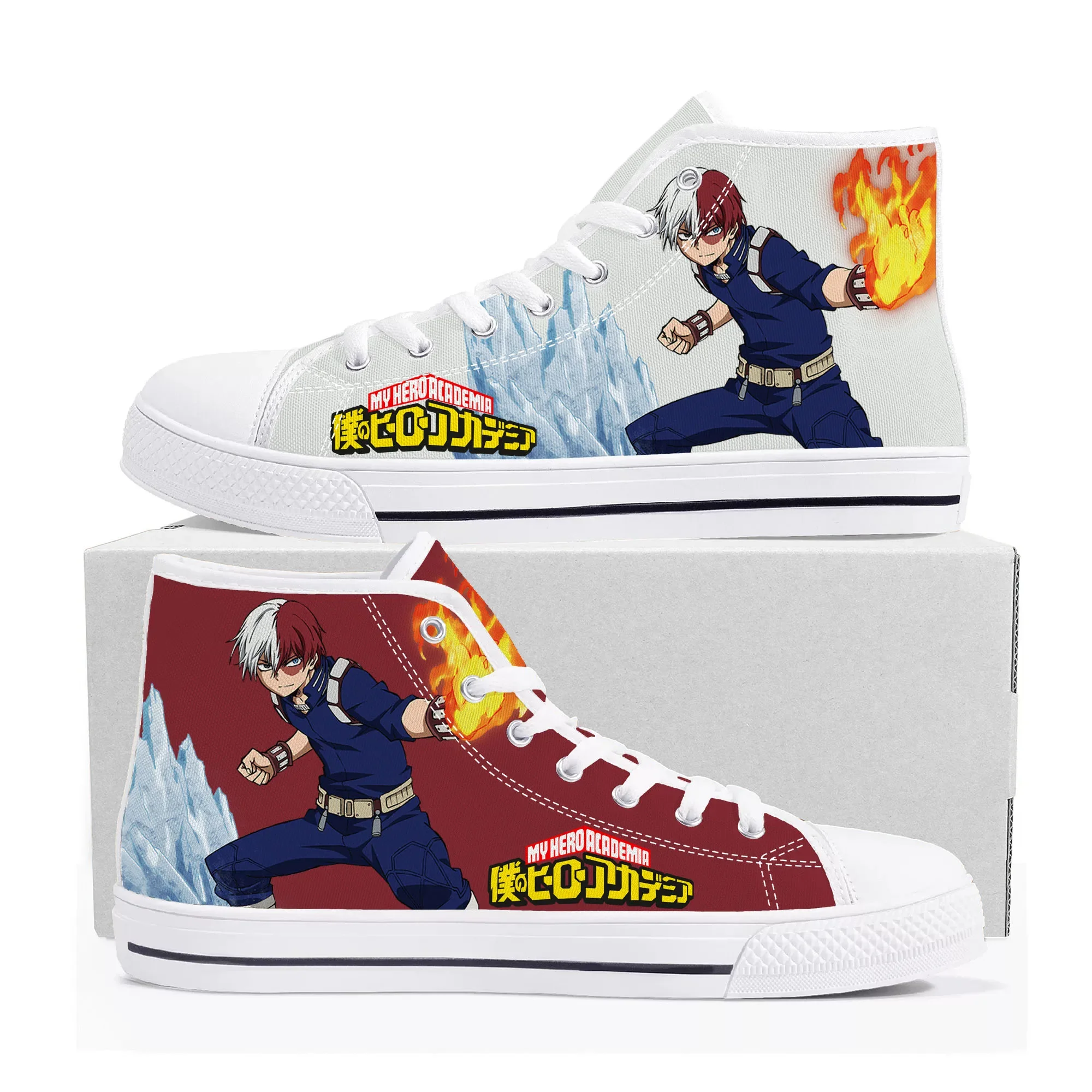 Shoto Todoroki High Top Sneakers My Hero Academia Mens Womens Teenager High Quality Canvas Sneaker Couple Shoes Custom Shoe