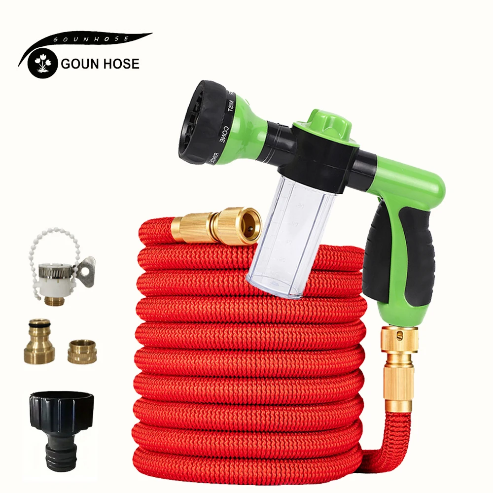 

GOUN HOSE High Pressure Foam Water Gun Garden Hose Flexible Stretchable Rubber Water Pipe For Lawn Irrigation And Car Washing