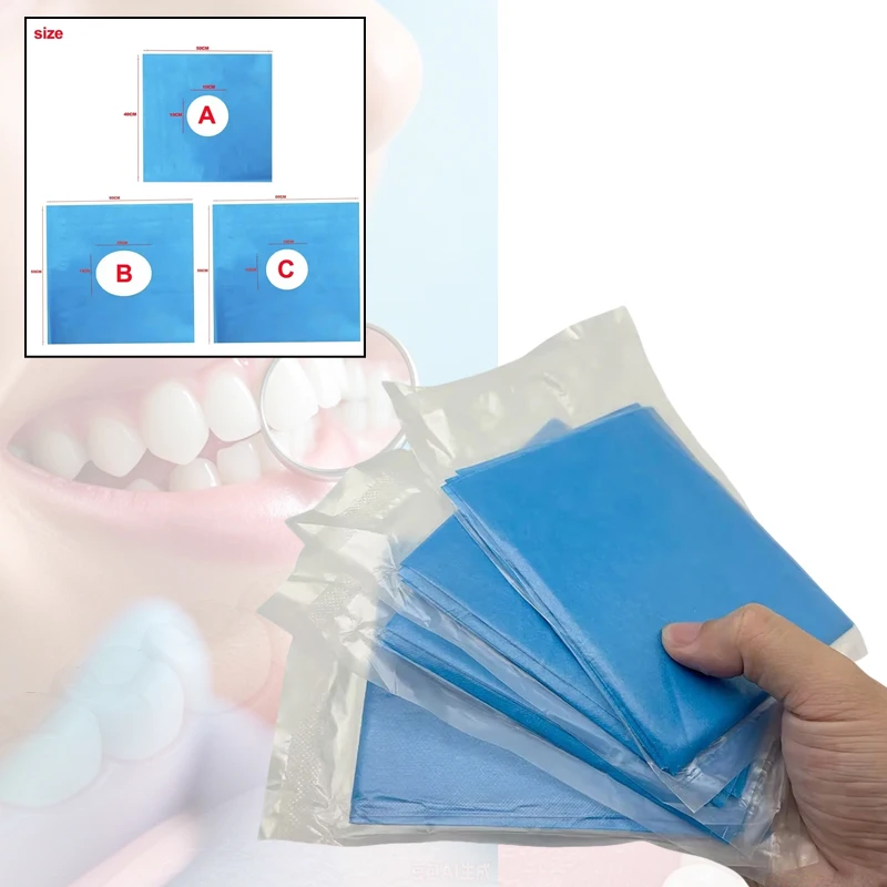 Disposable Nonwoven Dental Drapes Sterile Blue Hole Cover Individually Wrapped Towel Set