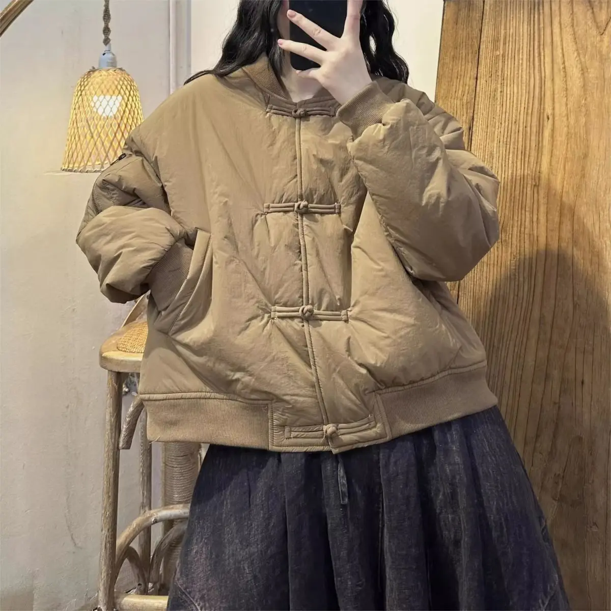 سترة مبطنة بالقطن بياقة واقفة للنساء سترة بيسبول سميكة للشتاء