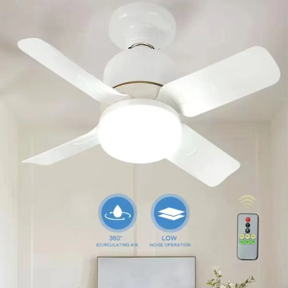 

with Lights E27 Socket Ceiling Fan with Remote Control Dimmable Ceiling Fan Light Eye Protection Four Leaf