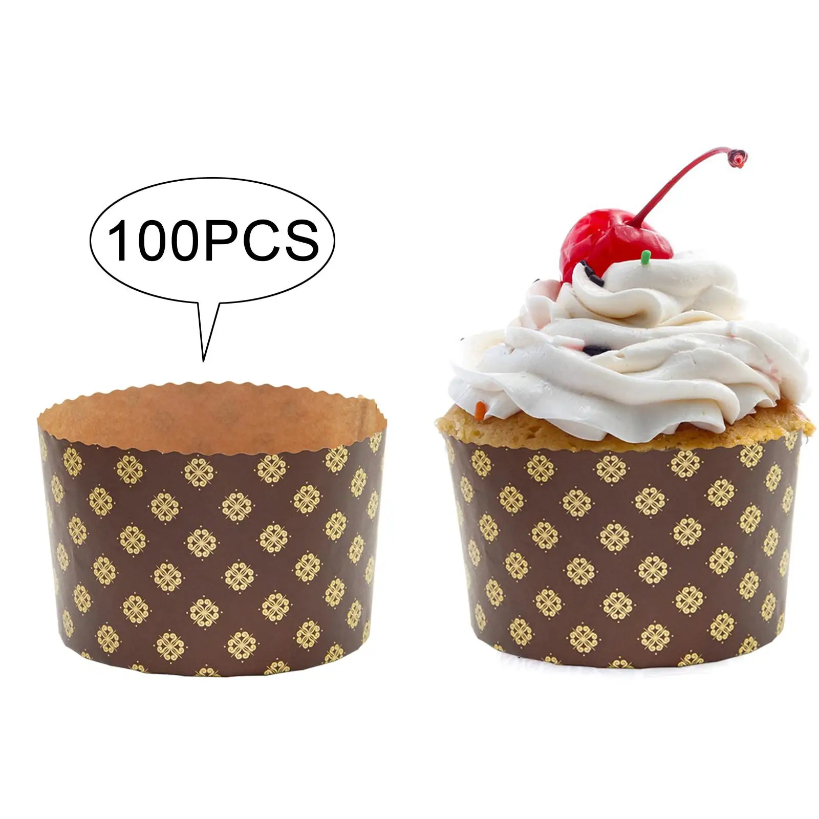 100x Muffin Baking Cups Baking Cup No Smell Nonstick Oilproof Easy to Use Panettone Paper Tray for Holiday Wedding Engagement