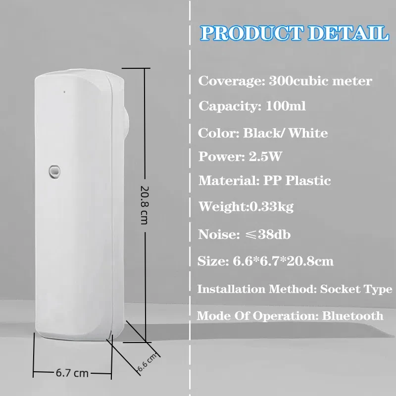 Fragrance Diffuser Coverage 300m³ Plug In Wall Waterless Essential Oil Diffuser Home Fragrance Smart Bluetooth Scent Air Machine