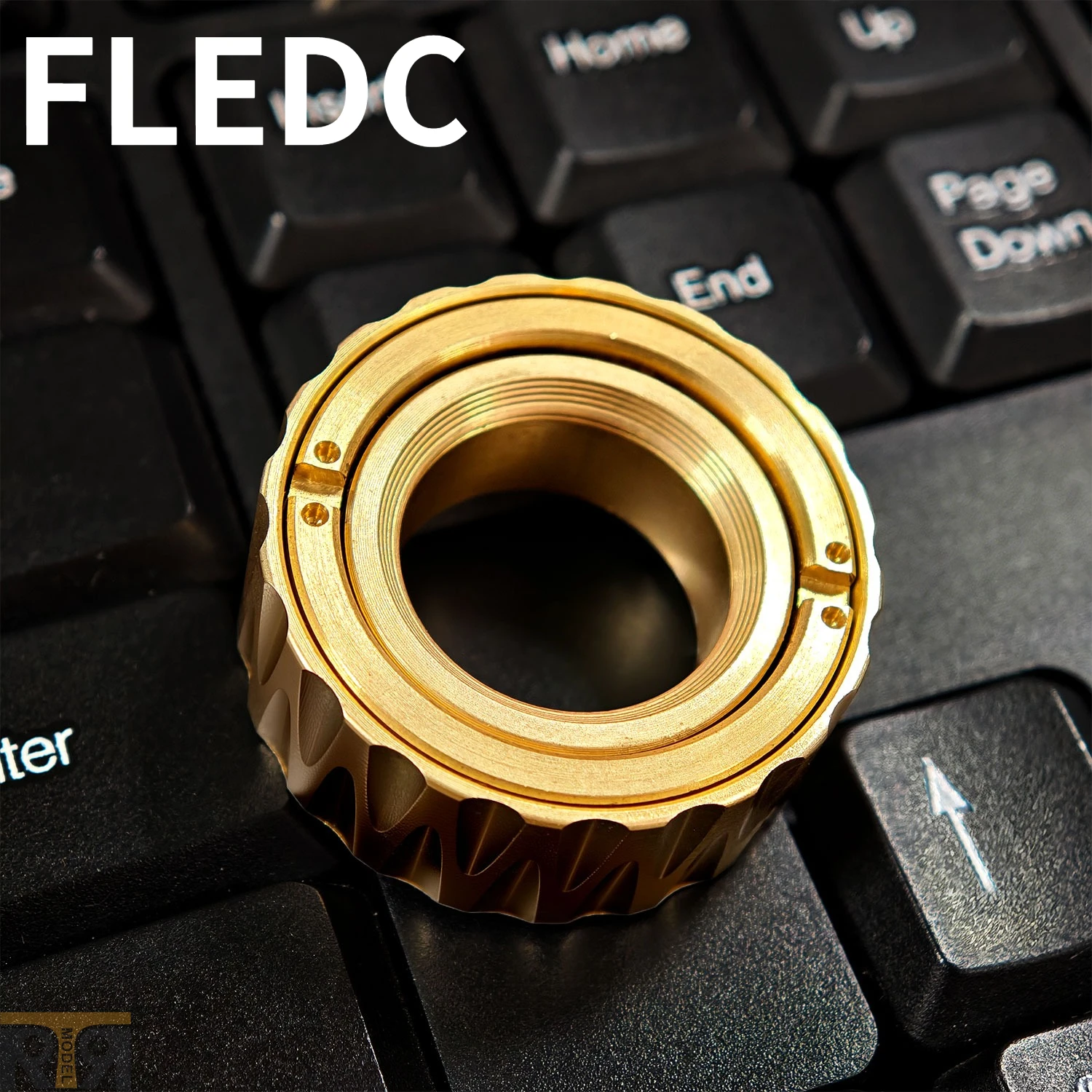 FLEDC Brass Pattern Magnetic Mechanical Metal Fingertip Ring - Portable Outdoor Stress Relief Toy