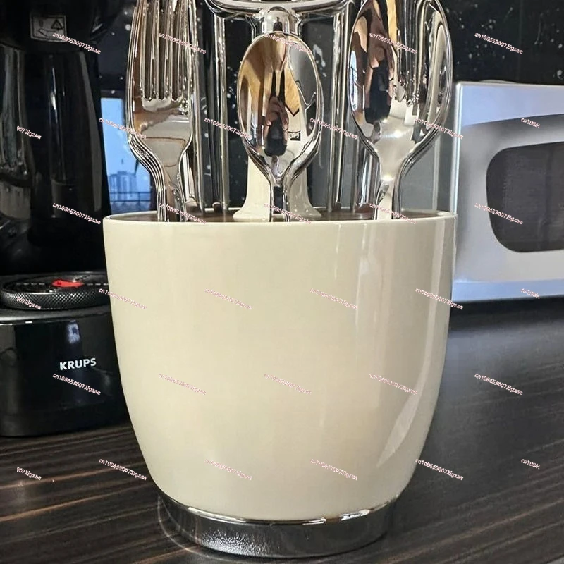 

Cream Style Kitchen Stainless Steel Tableware Retro Set Knife Fork Spoon Holder