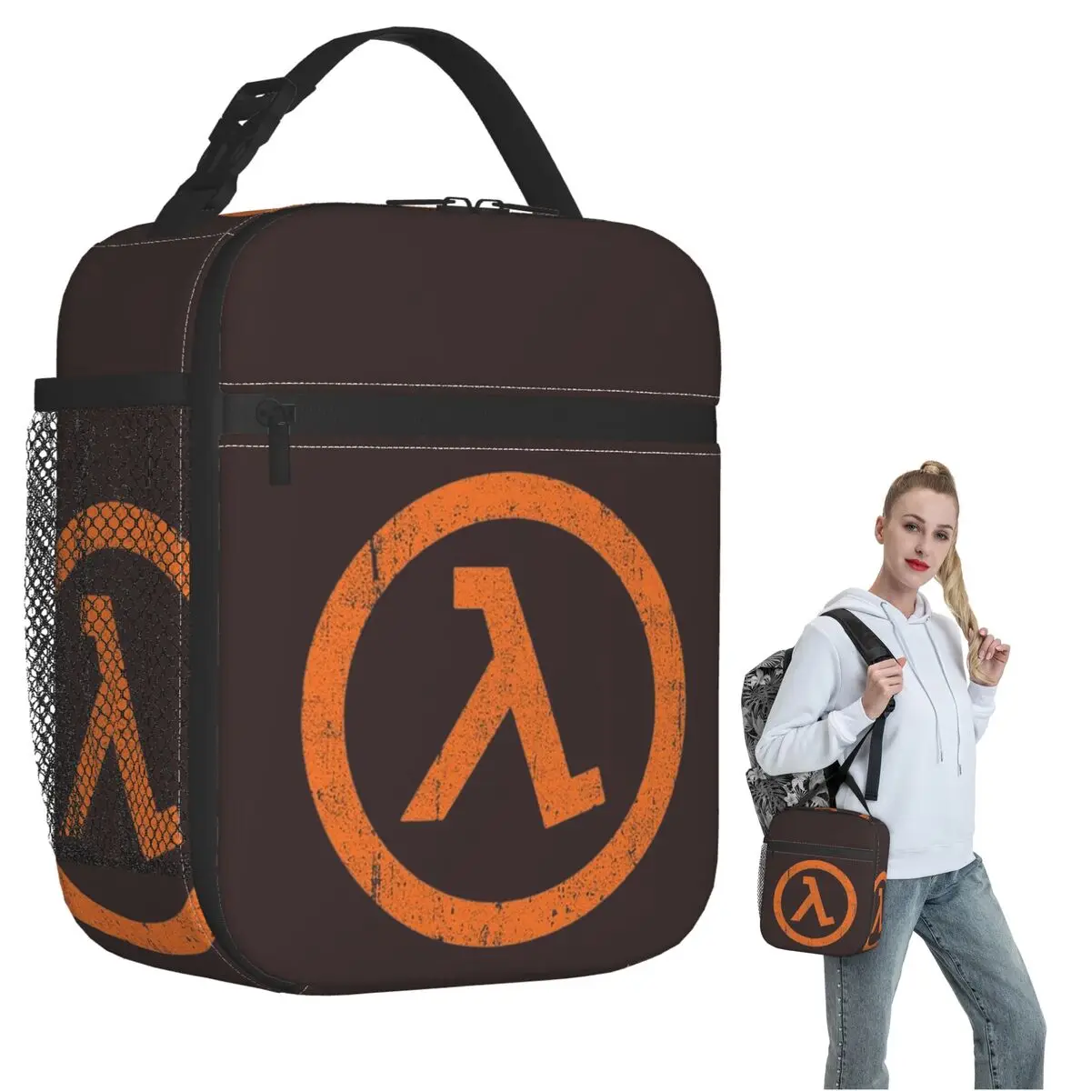 Half Life Lambda Symbol Insulated Lunch Bag for Women Kids Portable Food Boxes Thermal Lunch Box Tote