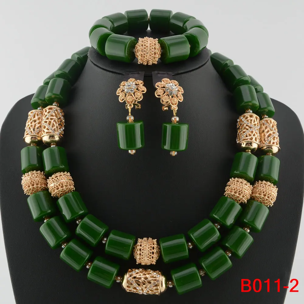 New Arrival African Beads Jewelry Set Fashion Nigerian Wedding African Beads Necklaces Earrings Set Girls Womens Necklace