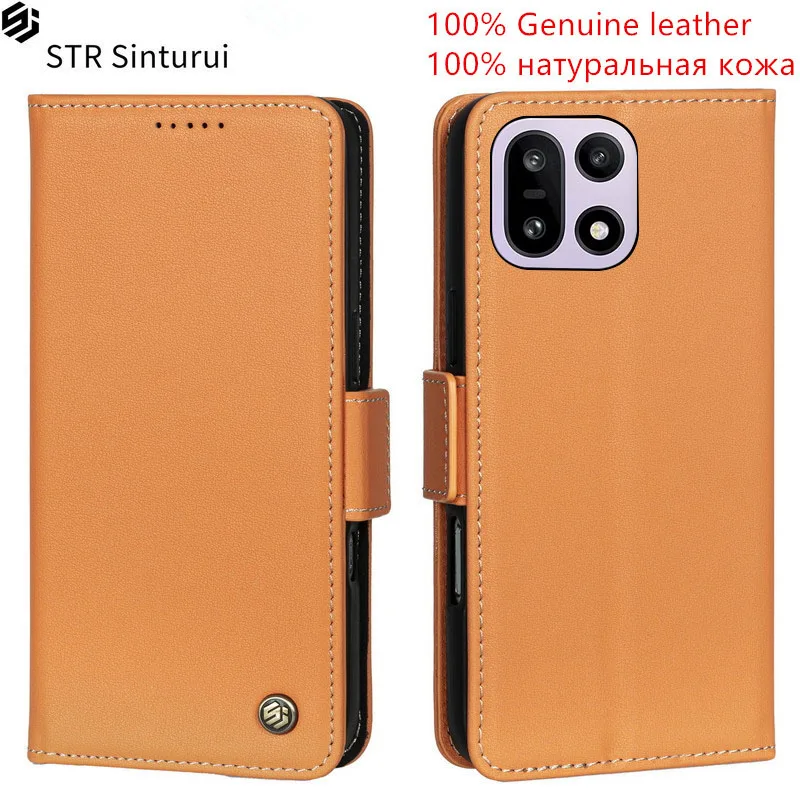 

STR 100% Genuine Nappa grain leather card Slot Wallet Cover For OnePlus 15 15R 13R 13 12R 12 Flip phone Fall prevention Case
